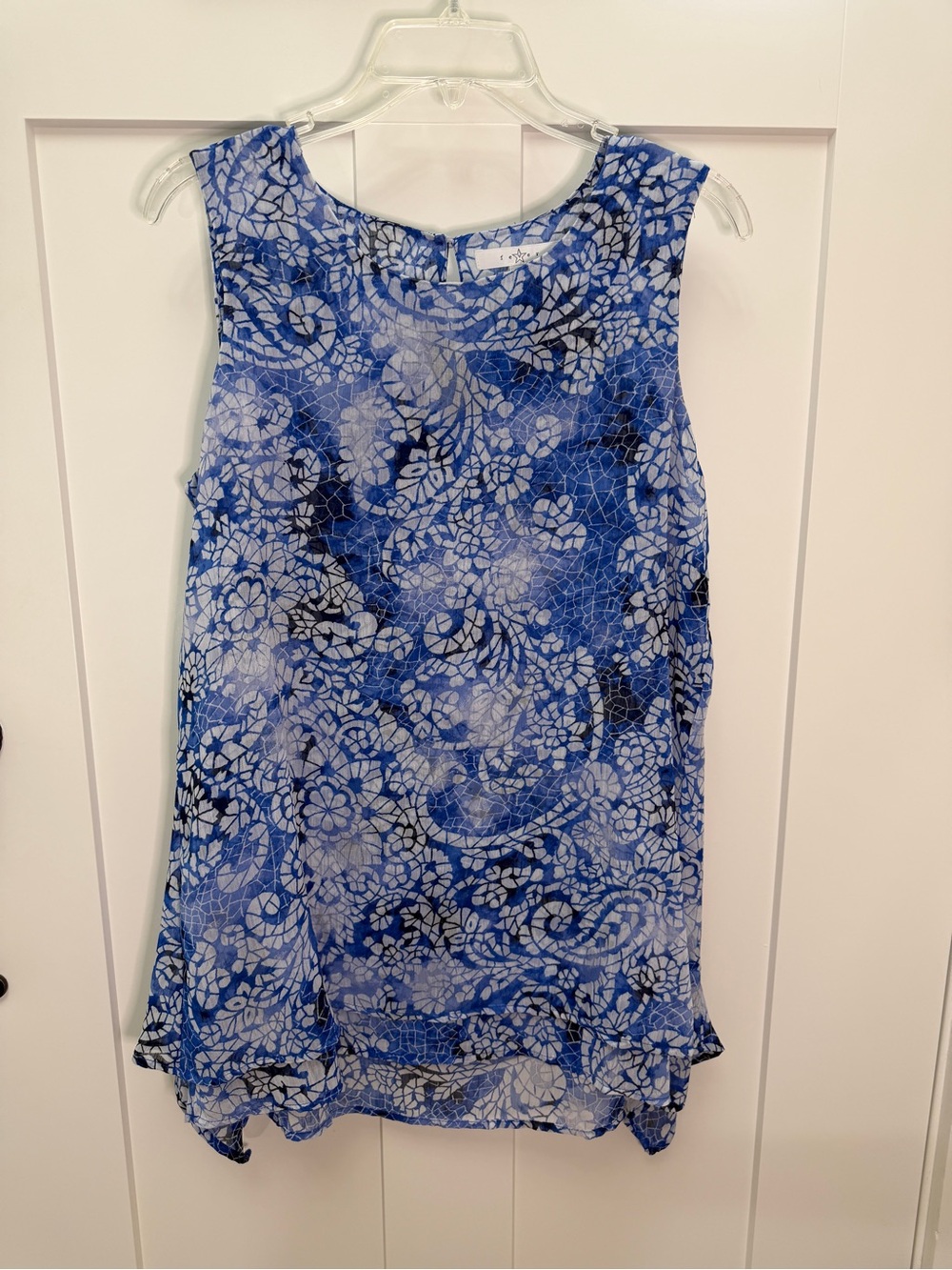 Fever Blue Floral Lace-Effect Sleeveless Camisole